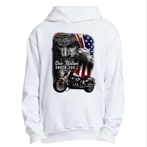 Biker Christian Motorcycles Lover One Nation Under God Urban Pullover Hoodie