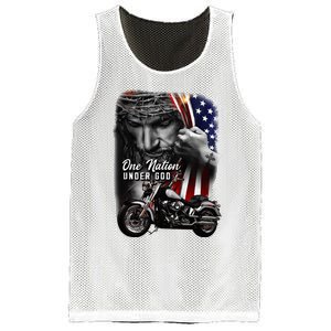 Biker Christian Motorcycles Lover One Nation Under God Mesh Reversible Basketball Jersey Tank