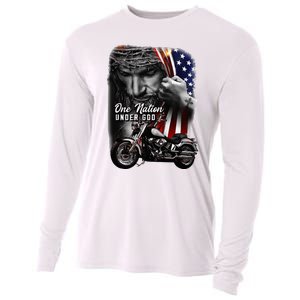 Biker Christian Motorcycles Lover One Nation Under God Cooling Performance Long Sleeve Crew