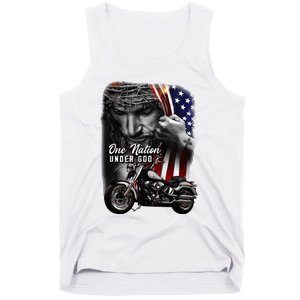 Biker Christian Motorcycles Lover One Nation Under God Tank Top