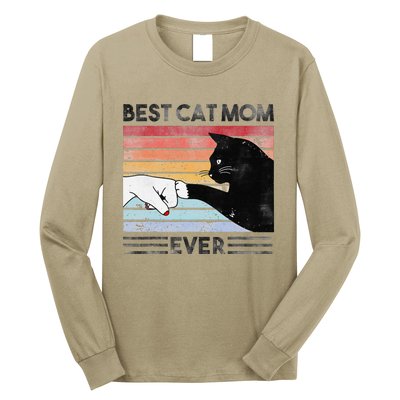 Best Cat Mom Ever Retro Cat Mom Funny Cat Long Sleeve Shirt