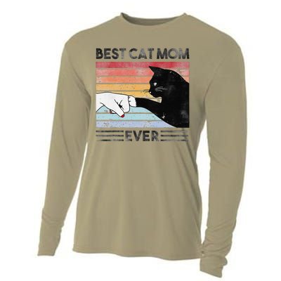 Best Cat Mom Ever Retro Cat Mom Funny Cat Cooling Performance Long Sleeve Crew