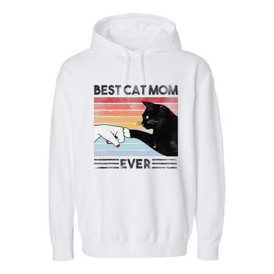 Best Cat Mom Ever Retro Cat Mom Funny Cat Garment-Dyed Fleece Hoodie