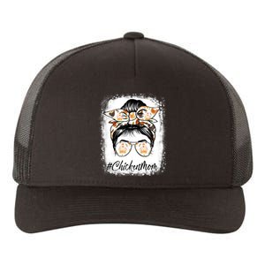 Bleached Chicken Mom Messy Bun Farmer Chicken Mother's Day Yupoong Adult 5-Panel Trucker Hat