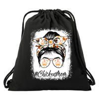 Bleached Chicken Mom Messy Bun Farmer Chicken Mother's Day Drawstring Bag