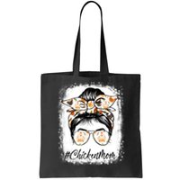 Bleached Chicken Mom Messy Bun Farmer Chicken Mother's Day Tote Bag