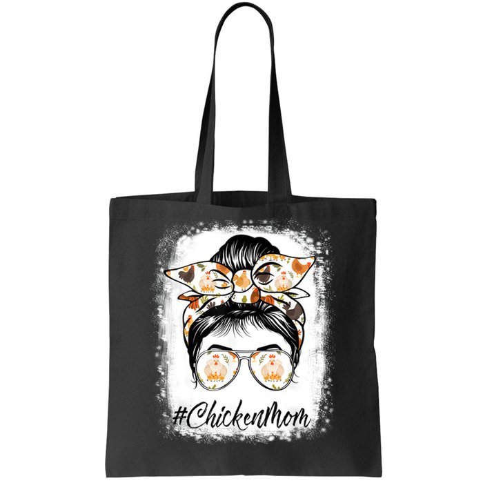 Bleached Chicken Mom Messy Bun Farmer Chicken Mother's Day Tote Bag