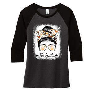 Bleached Chicken Mom Messy Bun Farmer Chicken Mother's Day Women's Tri-Blend 3/4-Sleeve Raglan Shirt