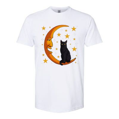 Black Cat Moon Kitten Lover Funny Crescent Pet Owner Softstyle® CVC T-Shirt