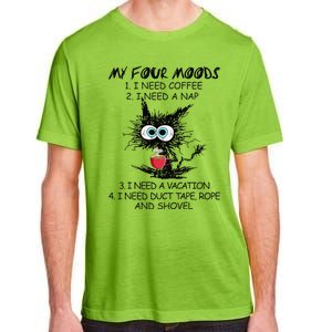 Black Cat My Four Moods I Need Coffee I Need A Nap Coffee Adult ChromaSoft Performance T-Shirt