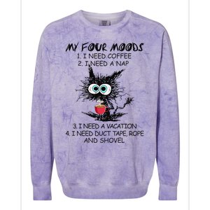 Black Cat My Four Moods I Need Coffee I Need A Nap Coffee Colorblast Crewneck Sweatshirt