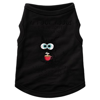 Black Cat My Four Moods I Need Coffee I Need A Nap Coffee Doggie Tank