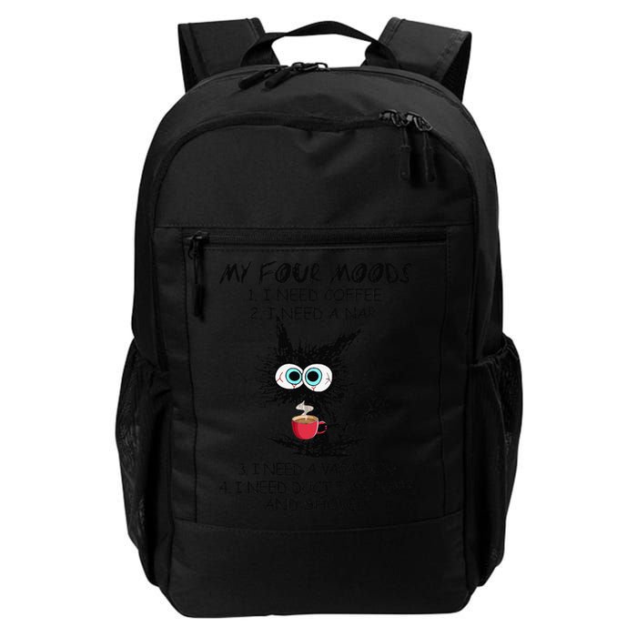 Black Cat My Four Moods I Need Coffee I Need A Nap Coffee Backpack