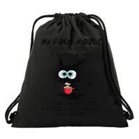 Black Cat My Four Moods I Need Coffee I Need A Nap Coffee Drawstring Bag