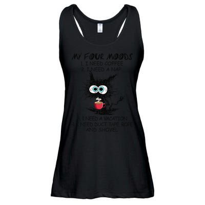 Black Cat My Four Moods I Need Coffee I Need A Nap Coffee Ladies Essential Flowy Tank