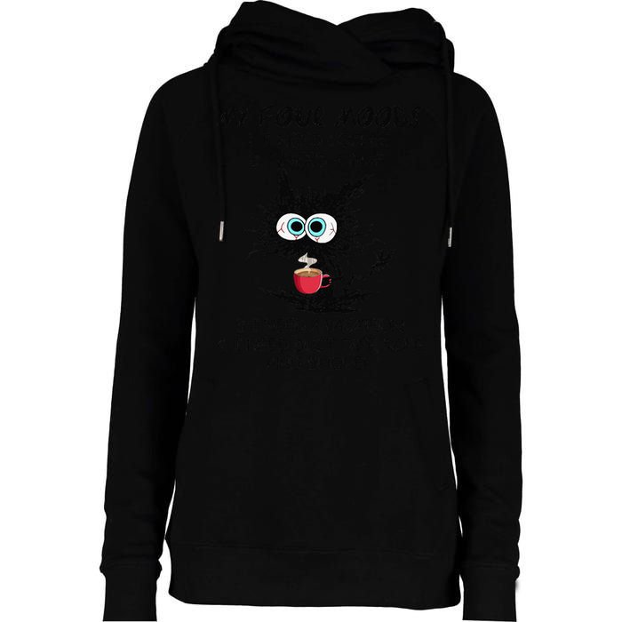 Black Cat My Four Moods I Need Coffee I Need A Nap Coffee Womens Funnel Neck Pullover Hood