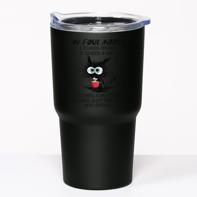 Black Cat My Four Moods I Need Coffee I Need A Nap Coffee Tumbler