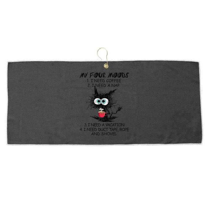 Black Cat My Four Moods I Need Coffee I Need A Nap Coffee Large Microfiber Waffle Golf Towel