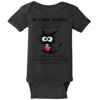 Black Cat My Four Moods I Need Coffee I Need A Nap Coffee Baby Bodysuit