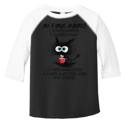 Black Cat My Four Moods I Need Coffee I Need A Nap Coffee Toddler Fine Jersey T-Shirt