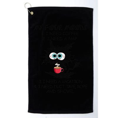 Black Cat My Four Moods I Need Coffee I Need A Nap Coffee Golf Towel