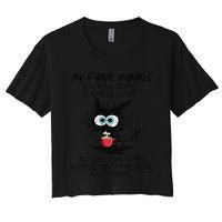 Black Cat My Four Moods I Need Coffee I Need A Nap Coffee Crop Top