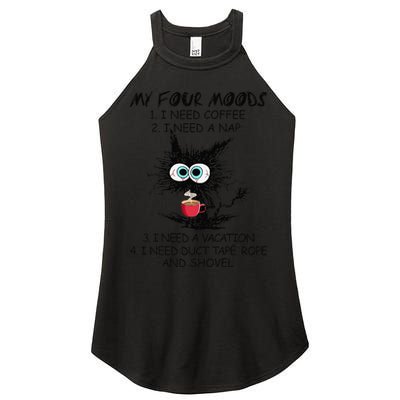 Black Cat My Four Moods I Need Coffee I Need A Nap Coffee Women's Perfect Tri Rocker Tank