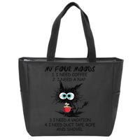 Black Cat My Four Moods I Need Coffee I Need A Nap Coffee Zip Tote Bag