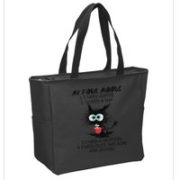 Black Cat My Four Moods I Need Coffee I Need A Nap Coffee Zip Tote Bag