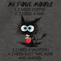 Black Cat My Four Moods I Need Coffee I Need A Nap Coffee Vector Backpack