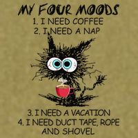 Black Cat My Four Moods I Need Coffee I Need A Nap Coffee Garment-Dyed Women's Muscle Tee