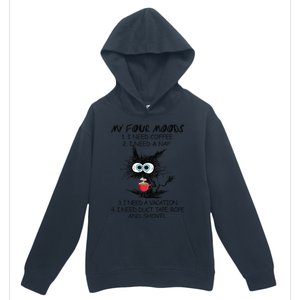 Black Cat My Four Moods I Need Coffee I Need A Nap Coffee Urban Pullover Hoodie