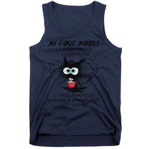 Black Cat My Four Moods I Need Coffee I Need A Nap Coffee Tank Top