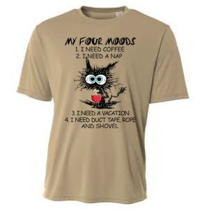 Black Cat My Four Moods I Need Coffee I Need A Nap Coffee Cooling Performance Crew T-Shirt