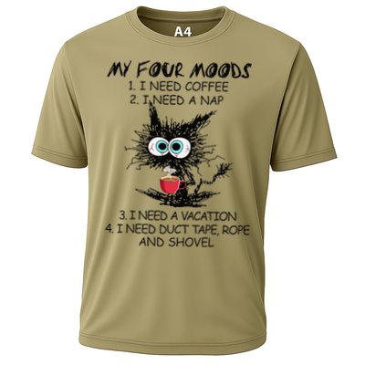 Black Cat My Four Moods I Need Coffee I Need A Nap Coffee Performance Shirt