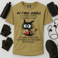 Black Cat My Four Moods I Need Coffee I Need A Nap Coffee Performance Shirt