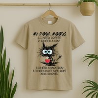 Black Cat My Four Moods I Need Coffee I Need A Nap Coffee T-Shirt