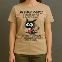 Black Cat My Four Moods I Need Coffee I Need A Nap Coffee T-Shirt