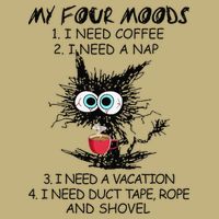 Black Cat My Four Moods I Need Coffee I Need A Nap Coffee T-Shirt