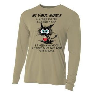 Black Cat My Four Moods I Need Coffee I Need A Nap Coffee Cooling Performance Long Sleeve Crew