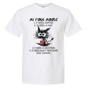 Black Cat My Four Moods I Need Coffee I Need A Nap Coffee Garment-Dyed Heavyweight T-Shirt