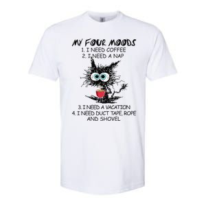 Black Cat My Four Moods I Need Coffee I Need A Nap Coffee Softstyle CVC T-Shirt