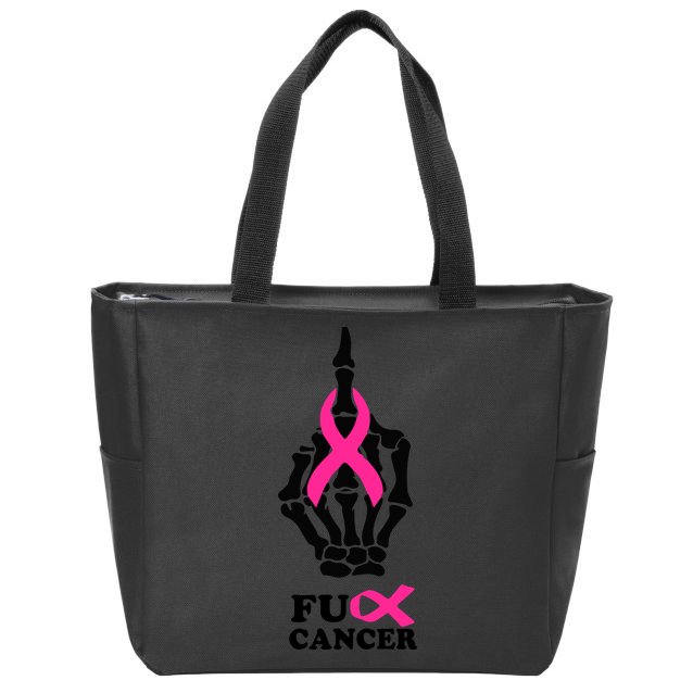 Breast Cancer , Middle Finger Cancer Zip Tote Bag