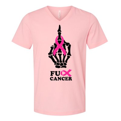 Breast Cancer , Middle Finger Cancer V-Neck T-Shirt