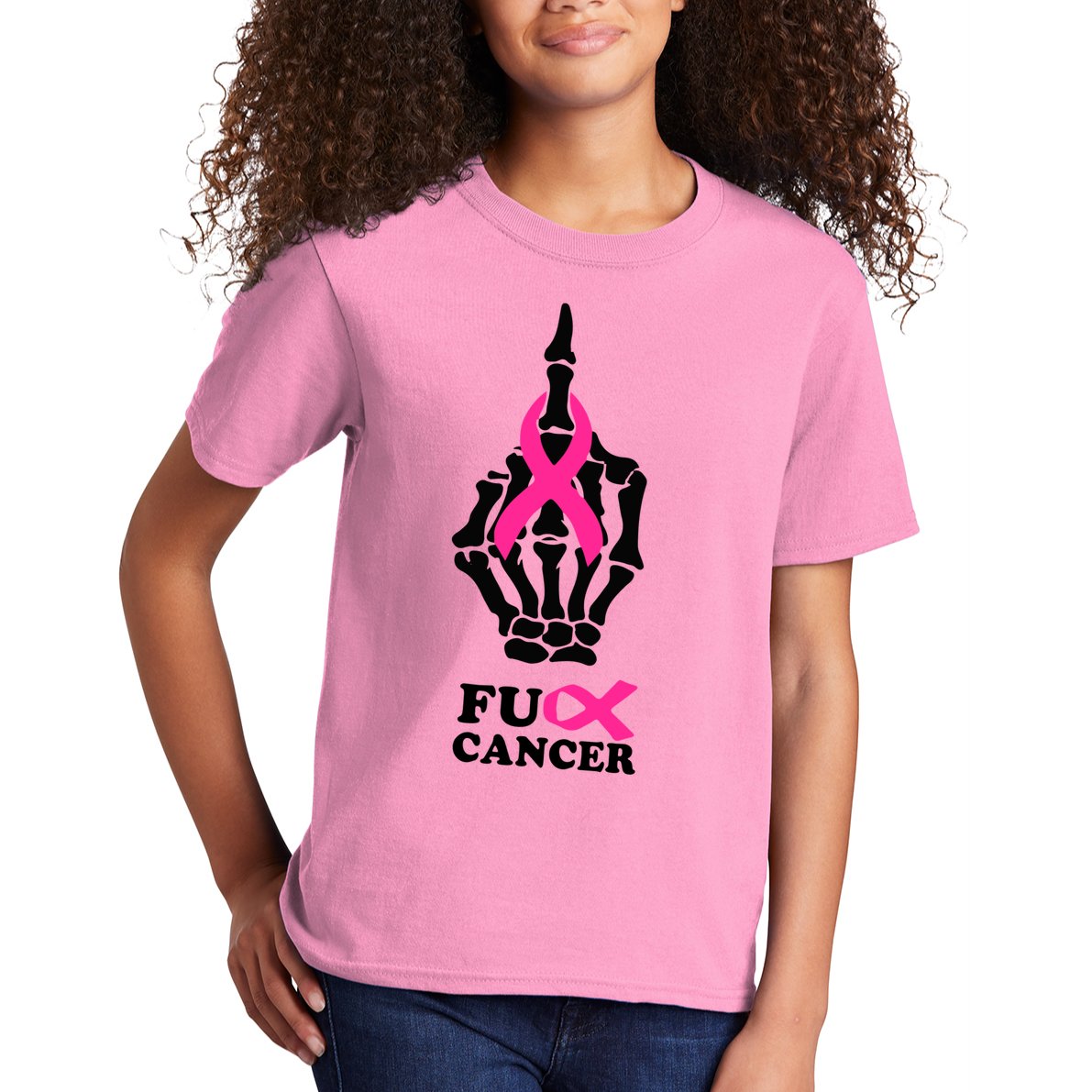 Breast Cancer , Middle Finger Cancer Kids T-Shirt