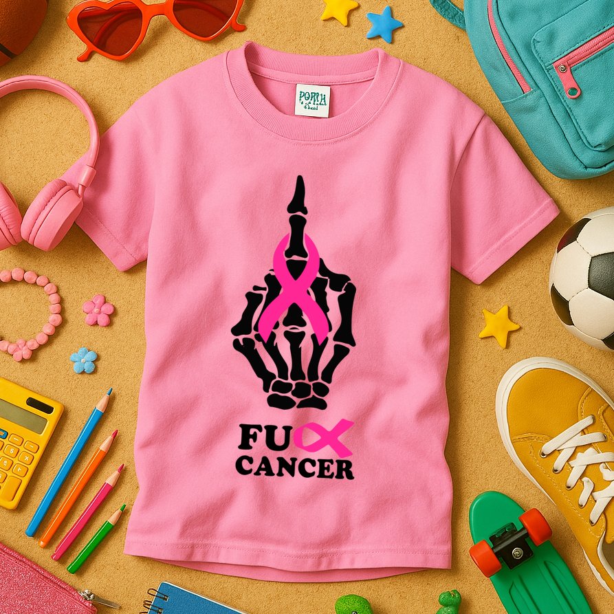 Breast Cancer , Middle Finger Cancer Kids T-Shirt