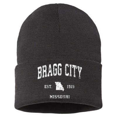 Bragg City Missouri Mo Vintage Athletic Sports Design Sustainable Knit Beanie