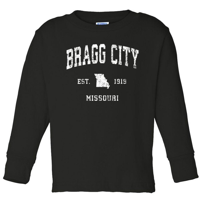 Bragg City Missouri Mo Vintage Athletic Sports Design Toddler Long Sleeve Shirt