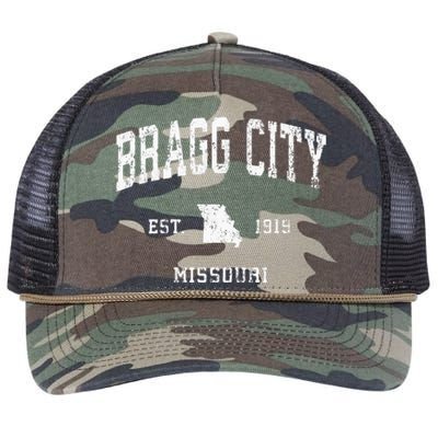 Bragg City Missouri Mo Vintage Athletic Sports Design Retro Rope Trucker Hat Cap