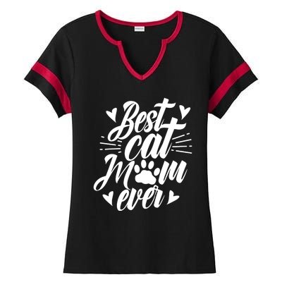 Best Cat Mom Ever Mommy Mother Mama Sayings Ladies Halftime Notch Neck Tee